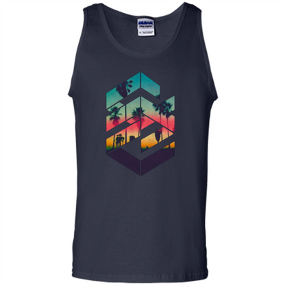 Summer T-shirt Geometric Sunset Beach Navy