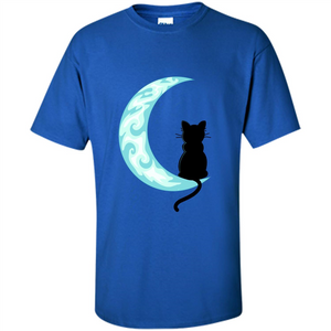 Black Cat Mom Crescent Moon T-shirt