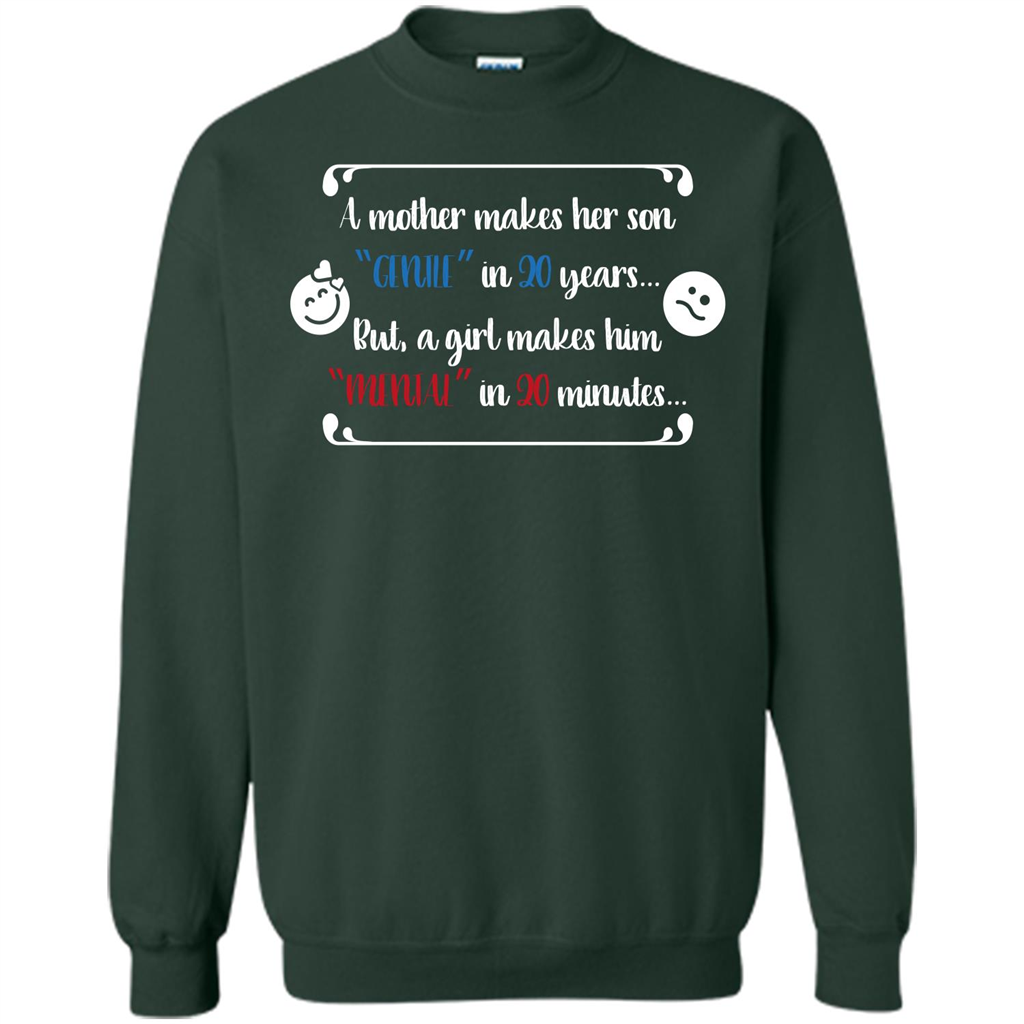 Funny T-shirt A Girl Makes Him Mental In 20 Minuutes Forest Green