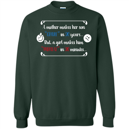 Funny T-shirt A Girl Makes Him Mental In 20 Minuutes Forest Green