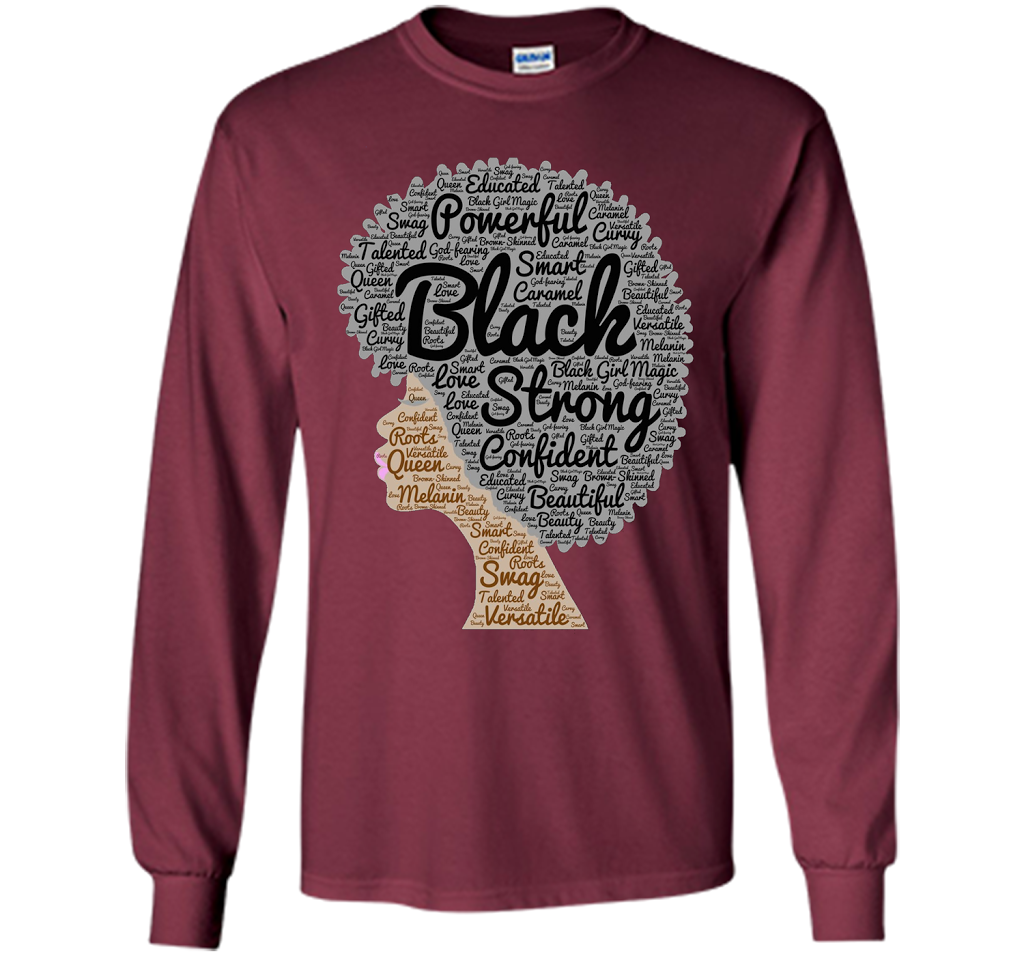 Afro Word Art Natural Hair T-Shirt for Black Women shirt Maroon