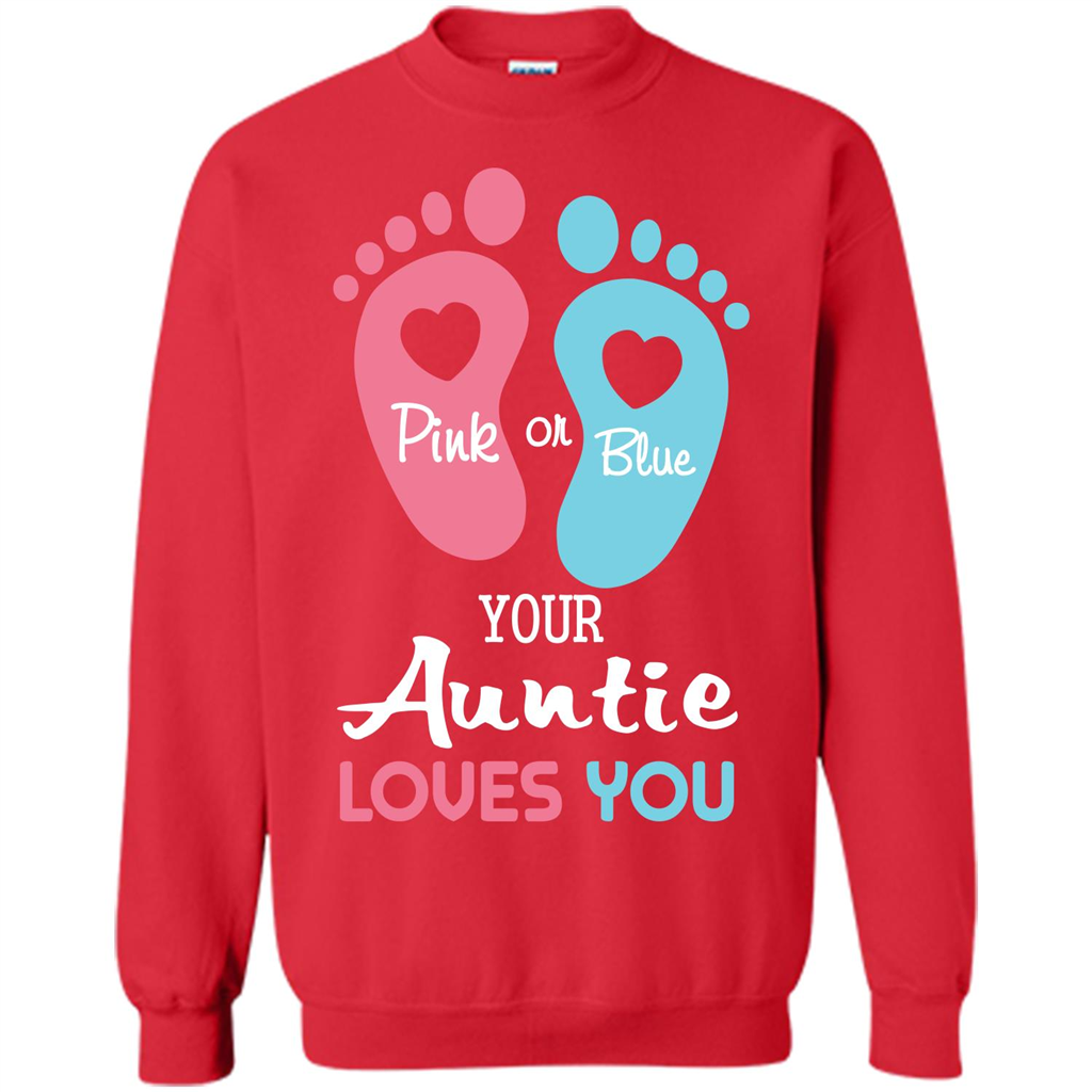 Baby T-shirt Pink Or Blue Your Auntie Loves You Red