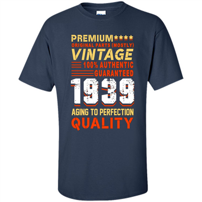 Funny Birthday T-shirt Vintage 1939 Navy