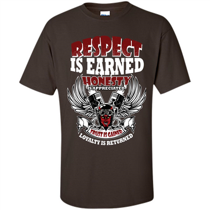 Motor T-shirt Trust Is Gained Loyalty Is Returned Dark Chocolate