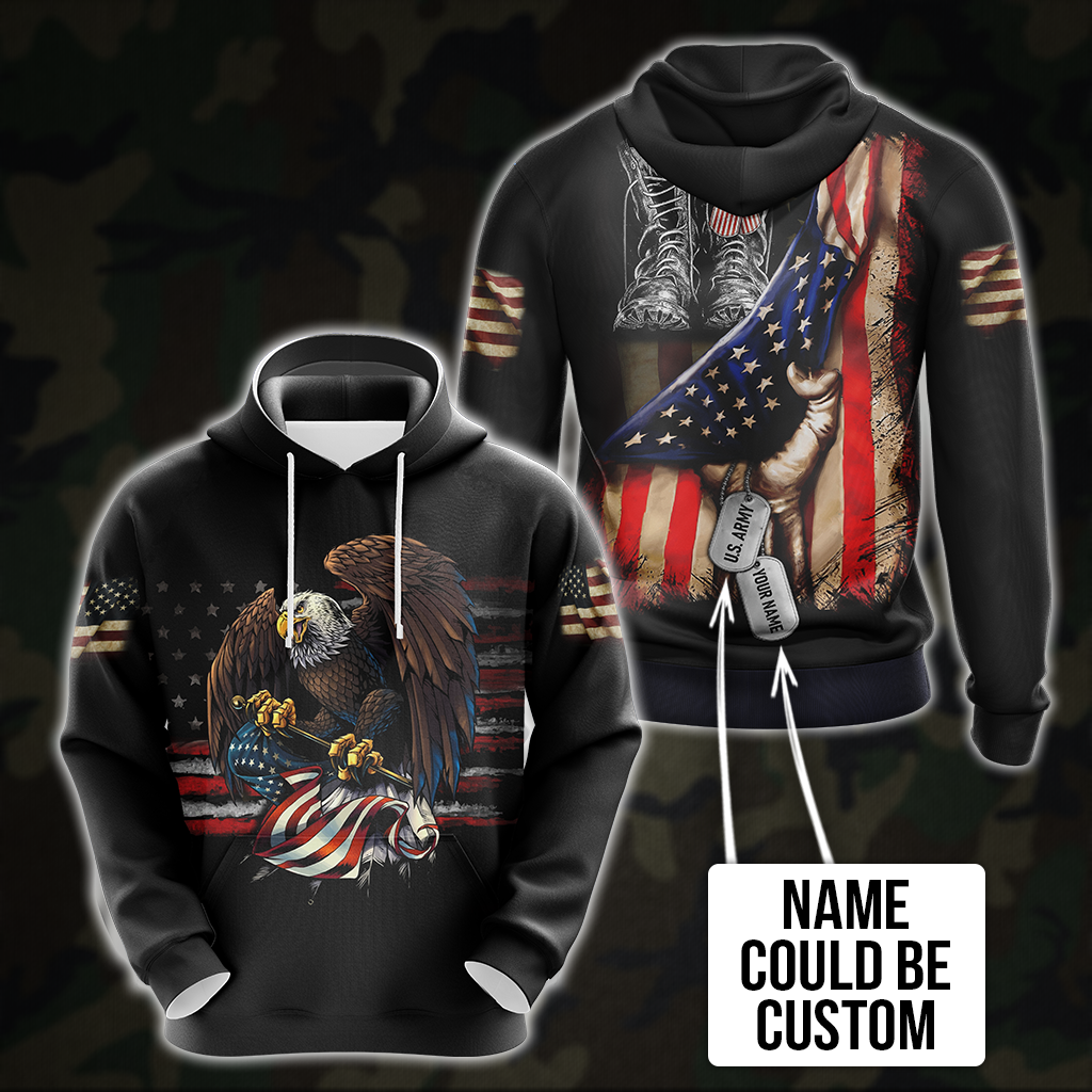 US Veteran T-shirt Zip Hoodie Pullover Hoodie