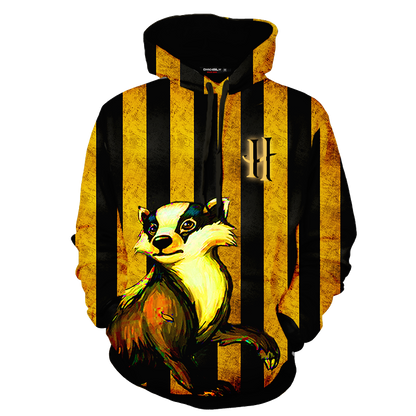 Striped Hufflepuff Harry Potter 3D Hoodie