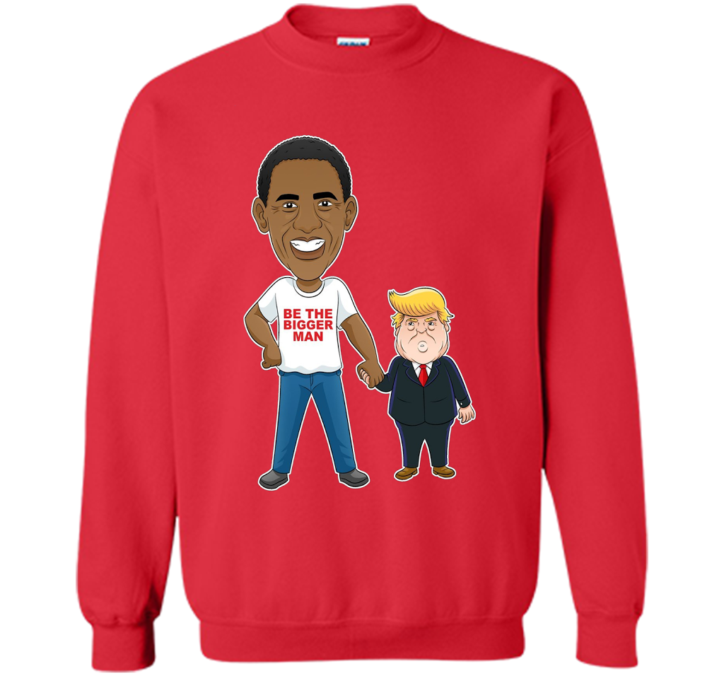 Funny Obama and Trump "Be The Bigger Man" T-shirt Red