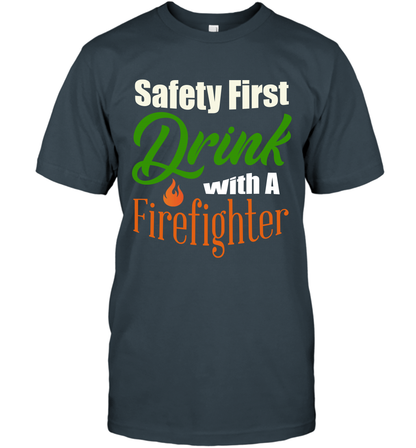 Safety First Drink With A Firefighter Saint Patricks Day Shirt T-Shirt Charcoal