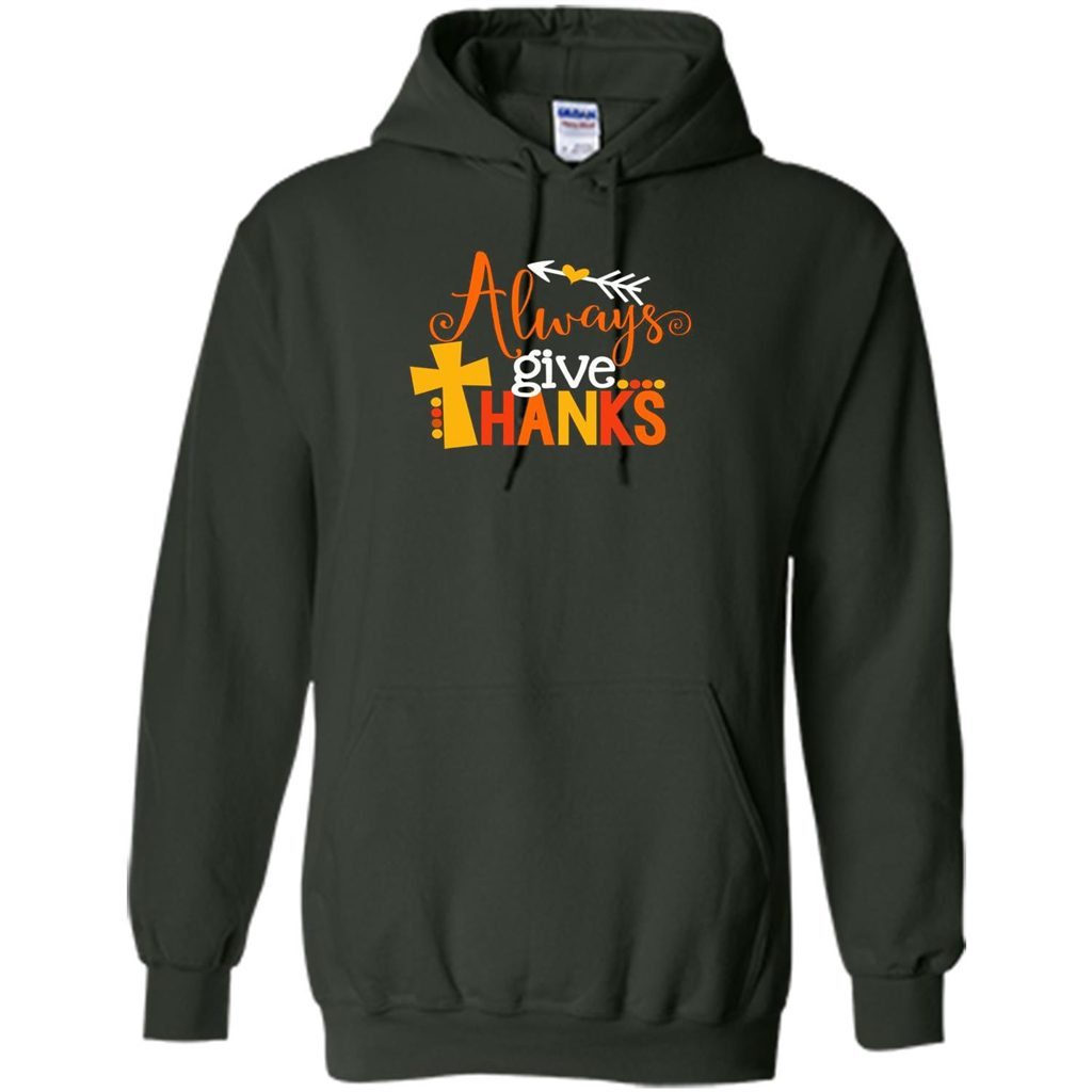 Cute Kids Thanksgiving Shirt - Always Give Thanks T-Shirt Forest Green