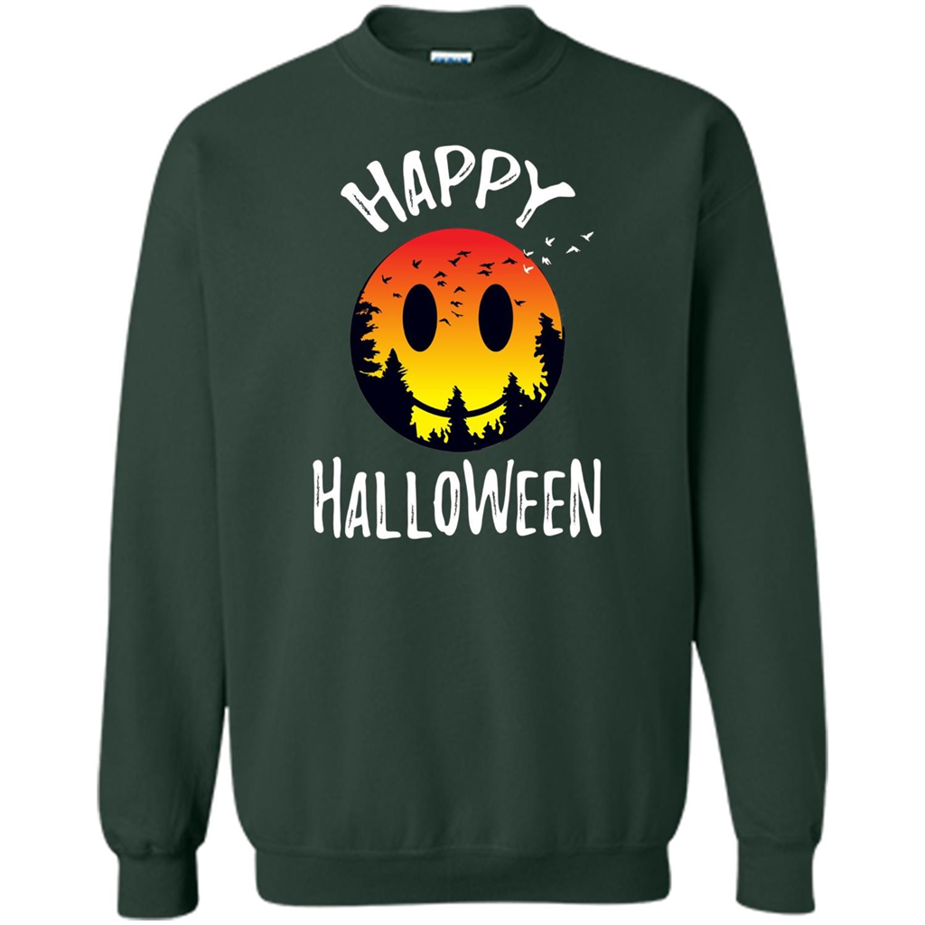 Cute Halloween T-shirt Spooky Camp Happy Face Emoji T-shirt Forest Green