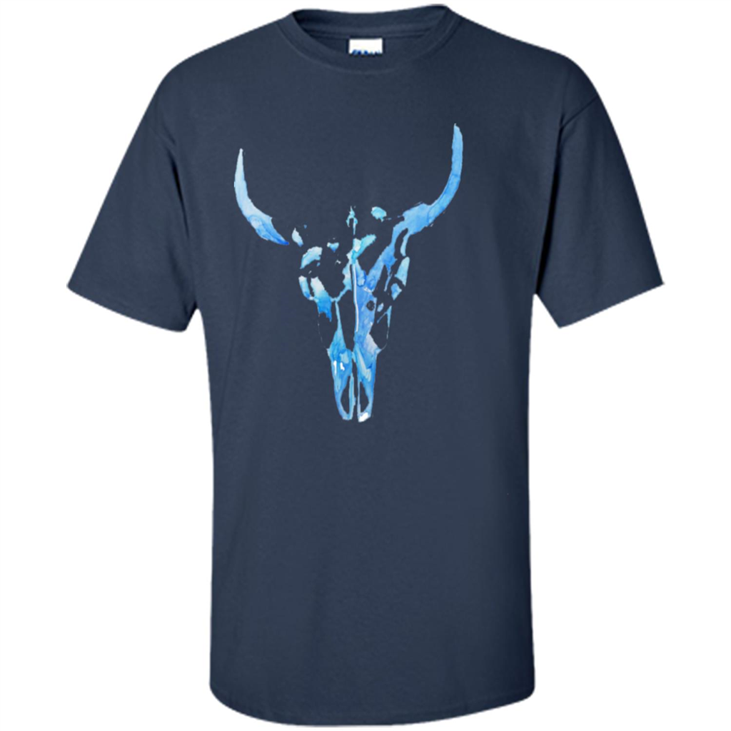 Watercolor Cow Skull T-Shirt Navy