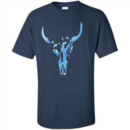 Watercolor Cow Skull T-Shirt Navy