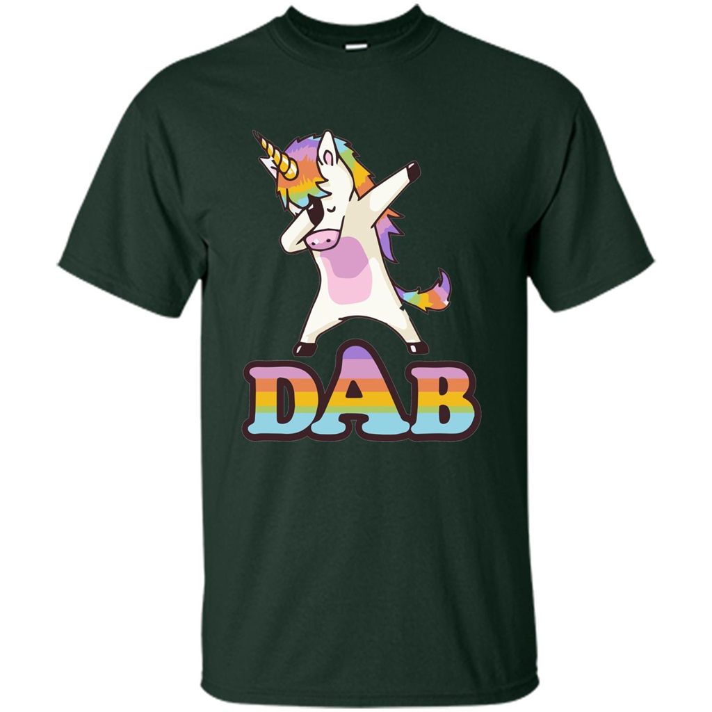 Cute Unicorn Dabbing T-shirt Forest Green