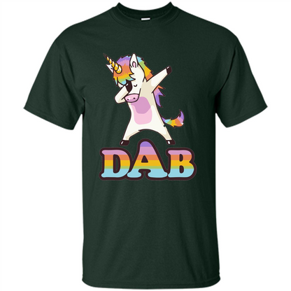 Cute Unicorn Dabbing T-shirt Forest Green