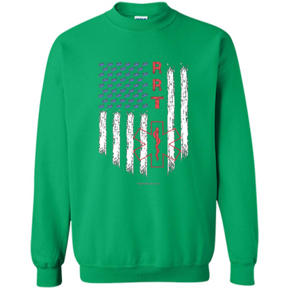 RRT - Respiratory Therapist American Flag T-shirt Irish Green