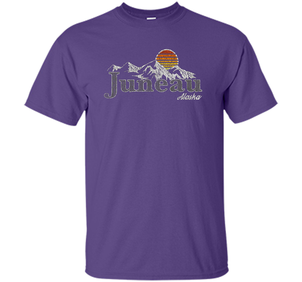Retro Juneau Alaska Mountain T-shirt Purple