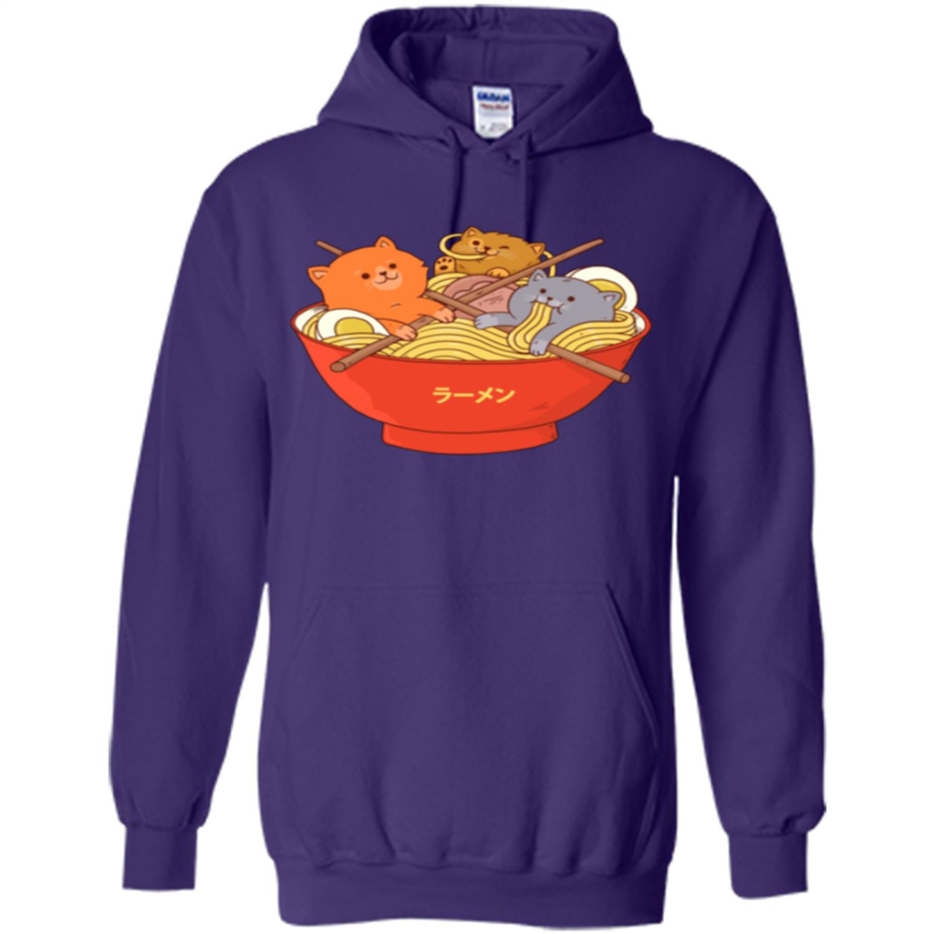 Ramen Noodles And Cats T-shirt Purple