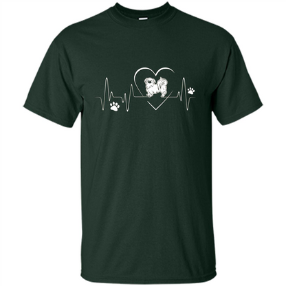 Pekehund T-shirt Pekehund Heart Beat T-shirt Forest Green