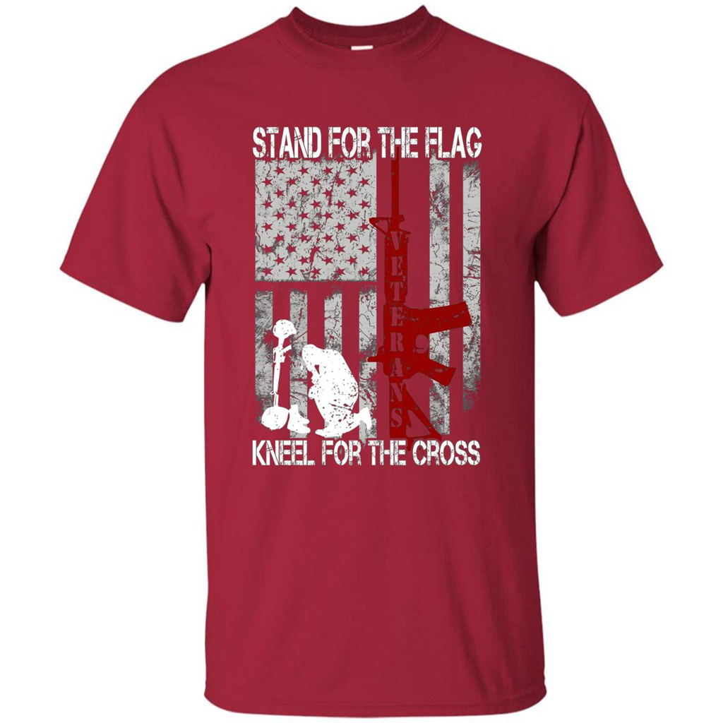 Mens Stand for the flag Kneel for the cross T Shirt Cardinal