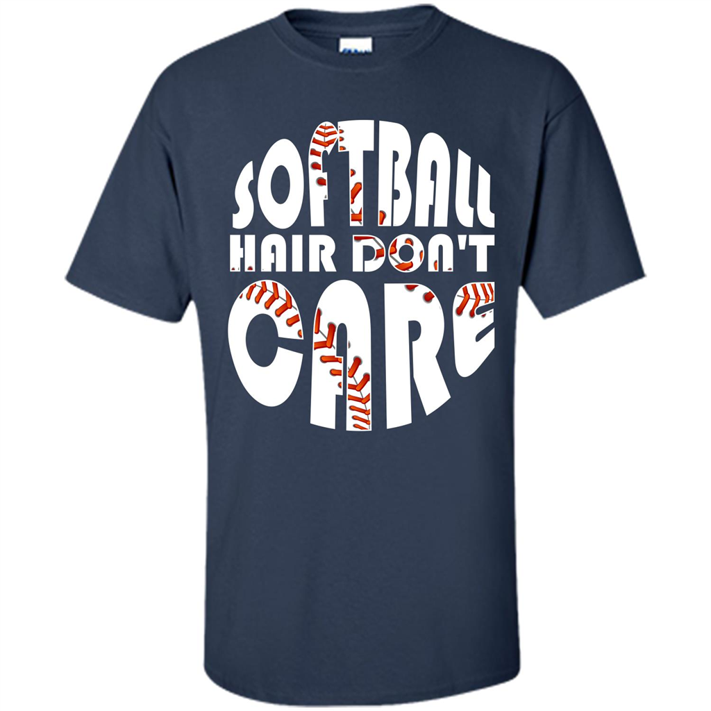 Softball Lover T-shirt Softball Hair Don't Care T-shirt Navy