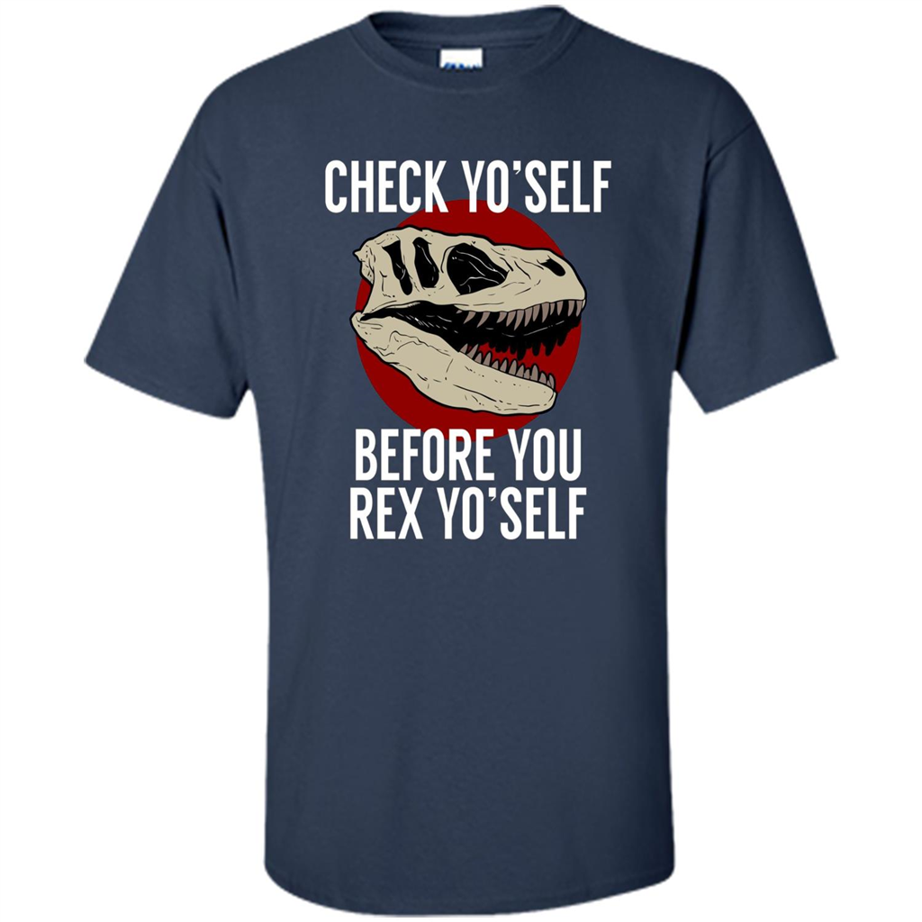 Dinosaur T-shirt Check Yo'Self Before You Rex Yo'Self T-shirt Navy
