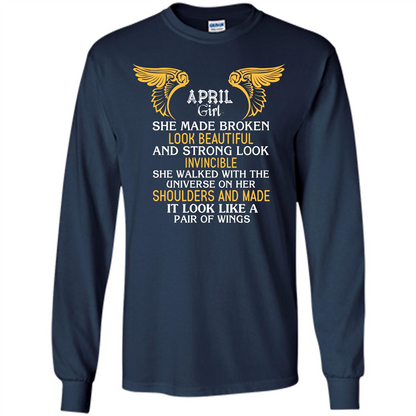 April Girl She Made Broken Look Beautiful T-shirt Navy