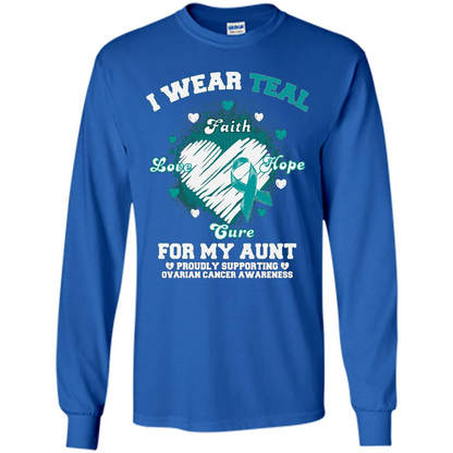 I Wear Teal For My Aunt - Ovarian Cancer Awareness T-Shirt Royal