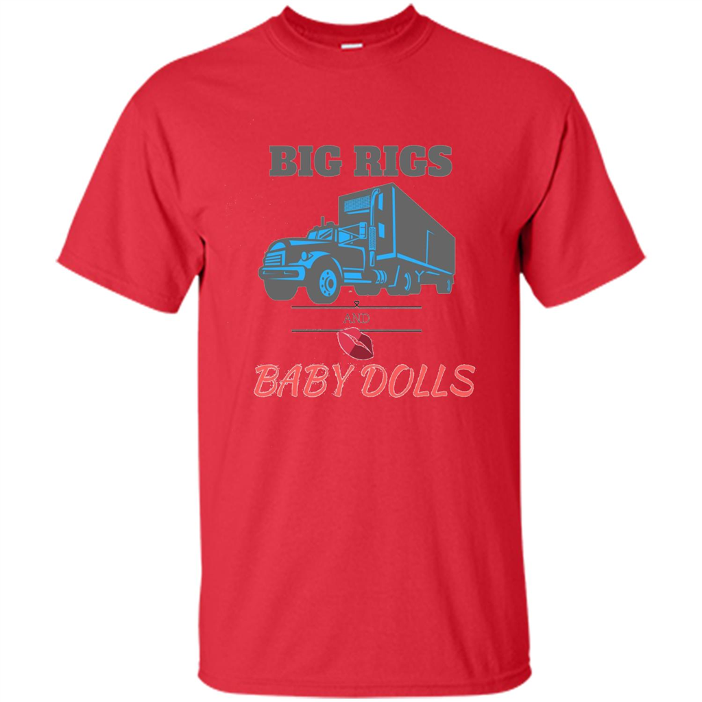 Trucker T-shirt Big Rigs And Baby Dolls Red
