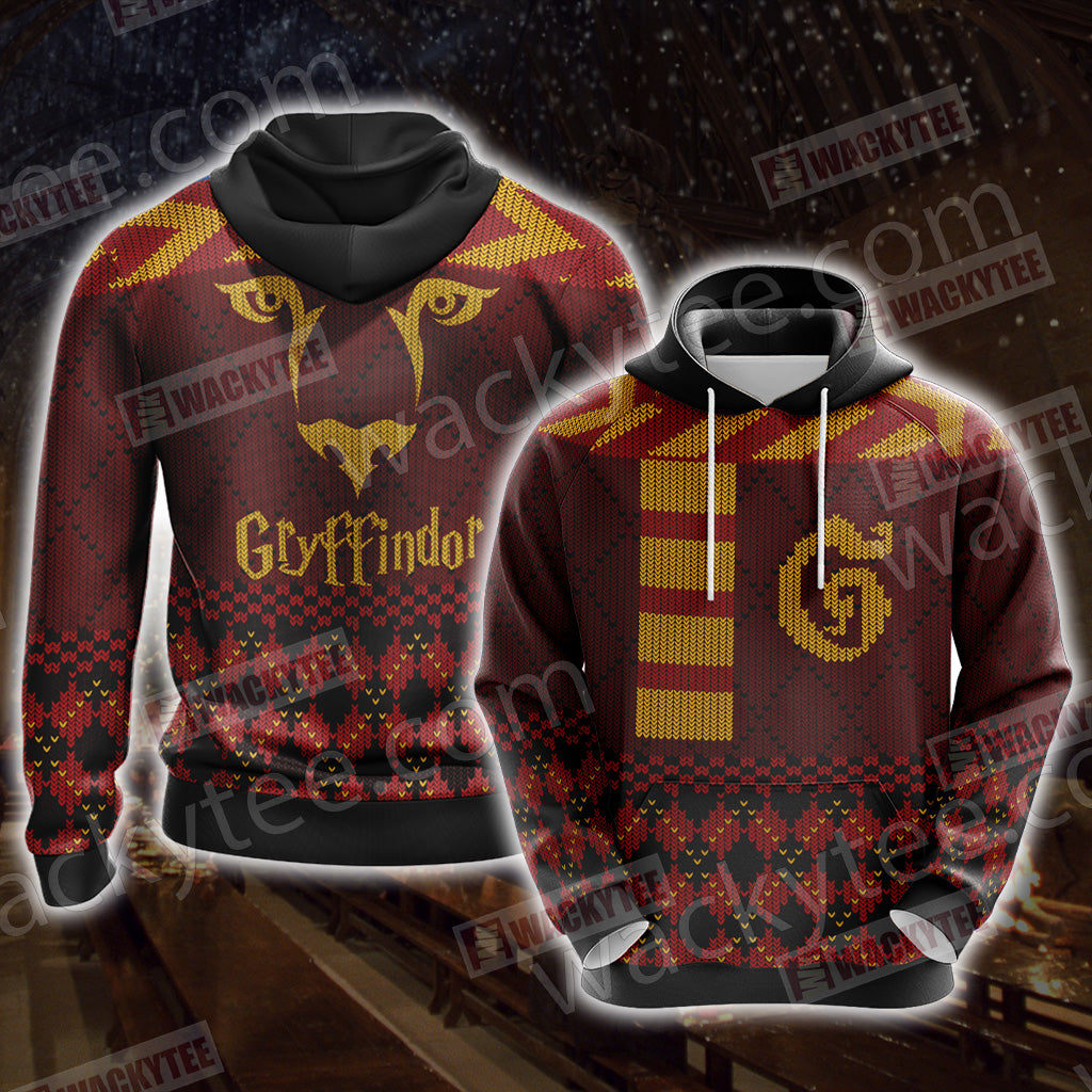 Harry Potter - Gryffindor House Xmas Style Unisex 3D Hoodie