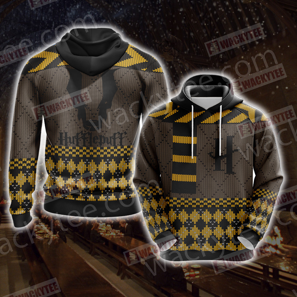 Harry Potter - Hufflepuff House Xmas Style Unisex 3D Hoodie