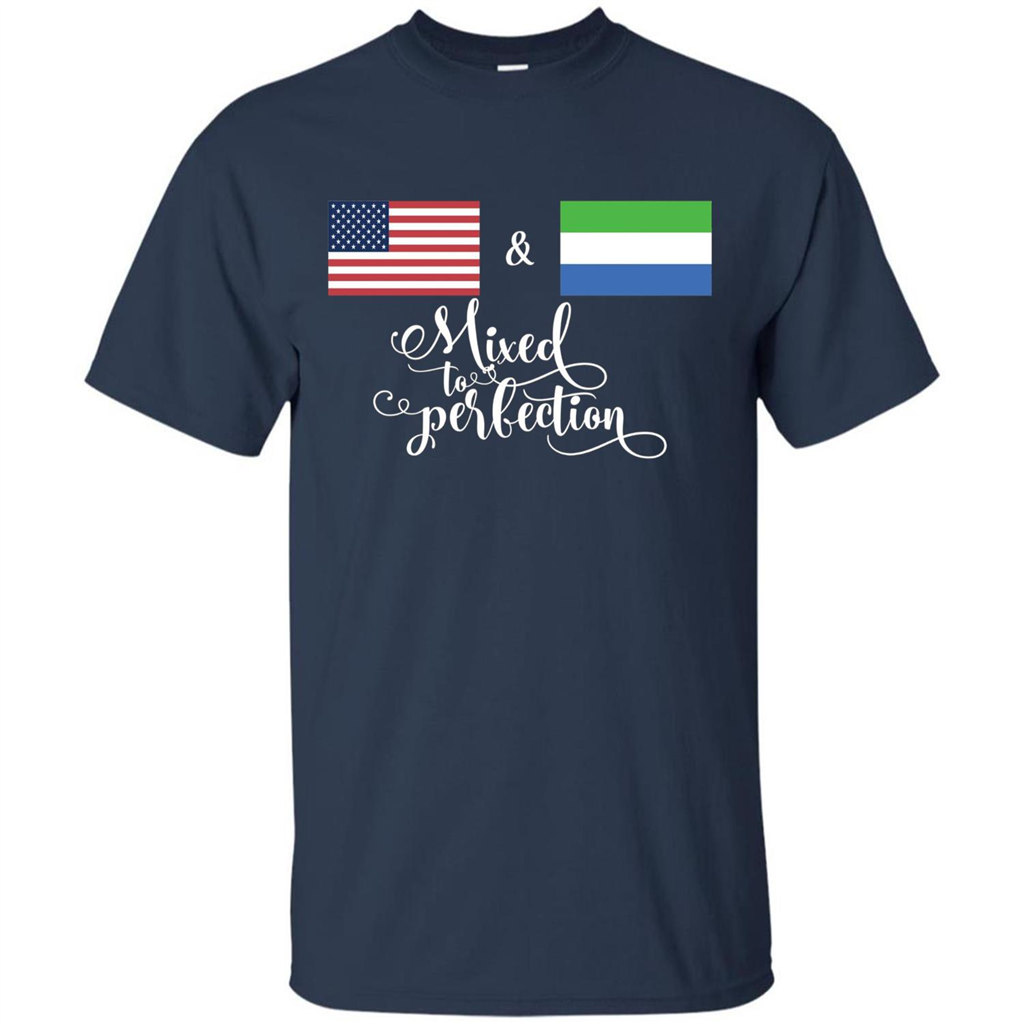 American + Sierra Leone Mixed To Perfection Flag T-Shirt Navy