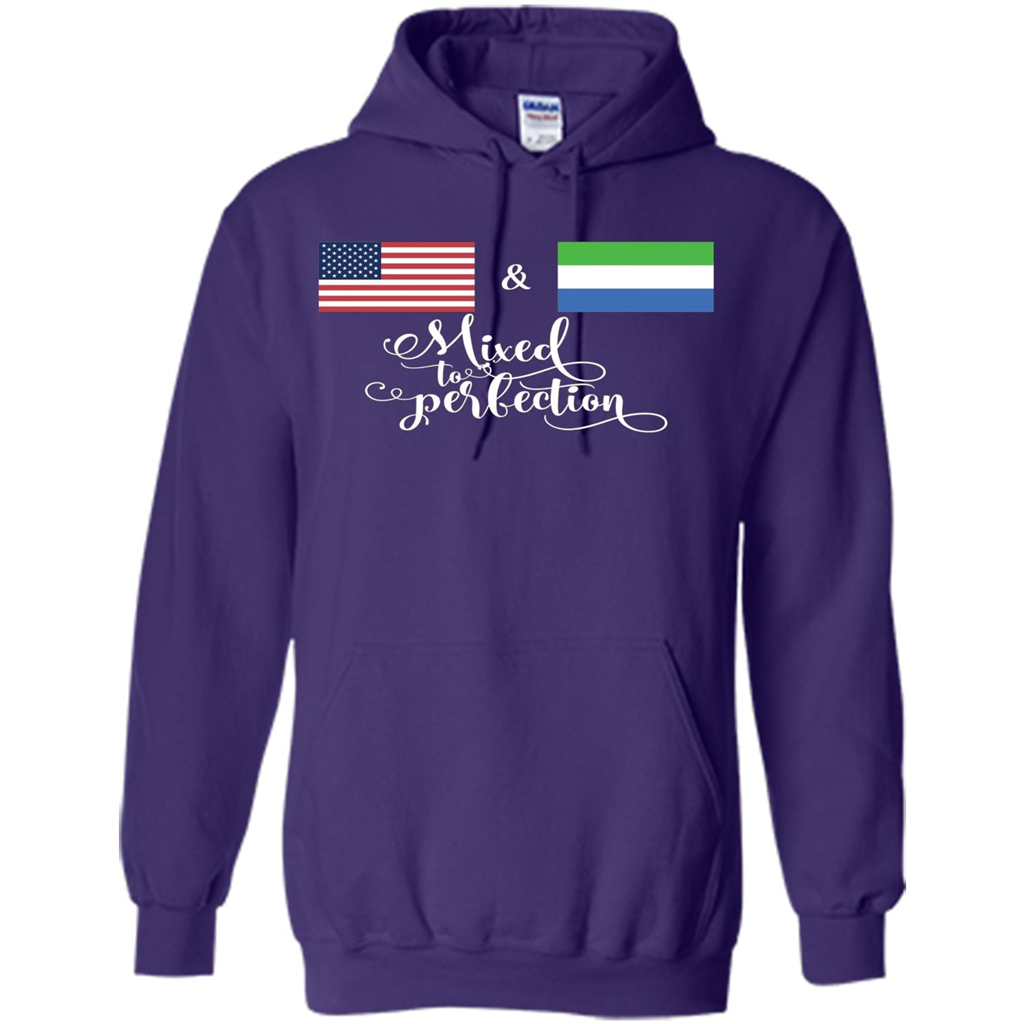 American + Sierra Leone Mixed To Perfection Flag T-Shirt Purple