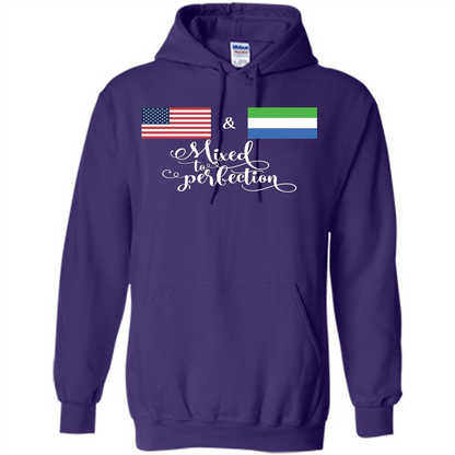 American + Sierra Leone Mixed To Perfection Flag T-Shirt Purple