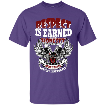 Motor T-shirt Trust Is Gained Loyalty Is Returned Purple