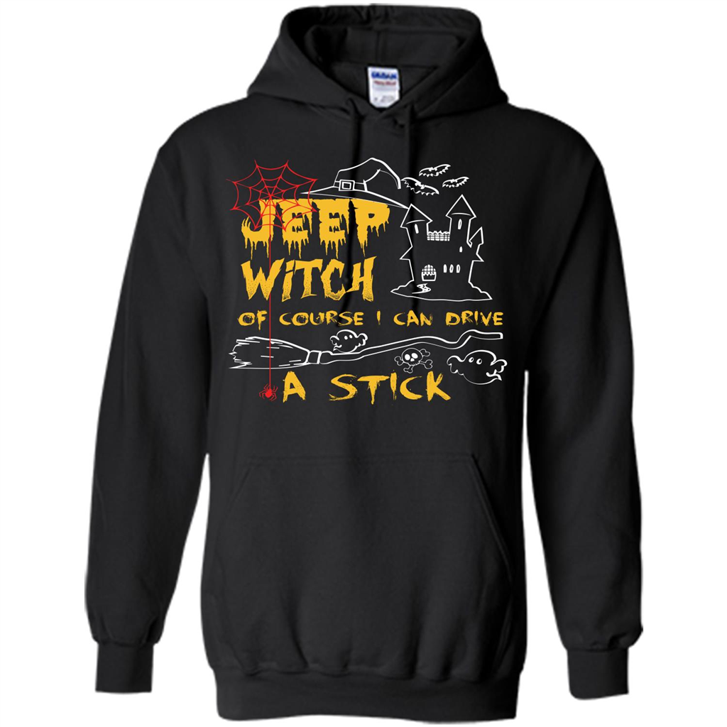 Halloween T-shirt Jeep Witch Of Course I Can Drive A Stick T-shirt Black