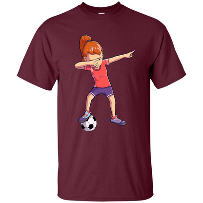 Dabbing Soccer Girl T-shirt Dab Dance T-shirt Maroon