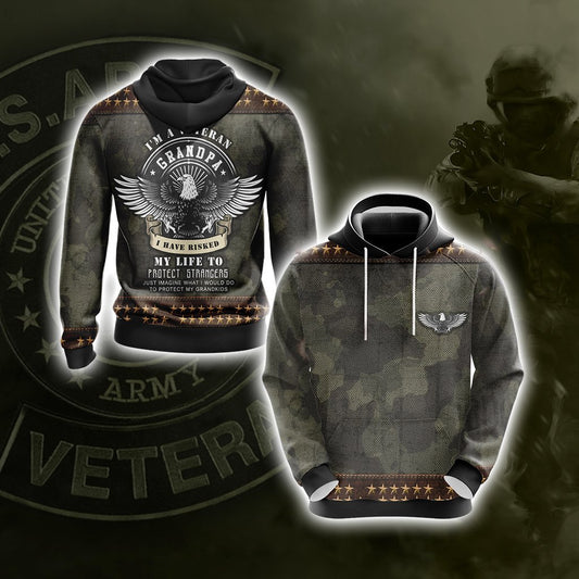 I'm Veteran Grandpa I Have Rised My Life To Protect Strangers Unisex 3D Hoodie