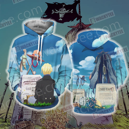 One Piece Sabo visits Ace's grave Unisex 3D Hoodie