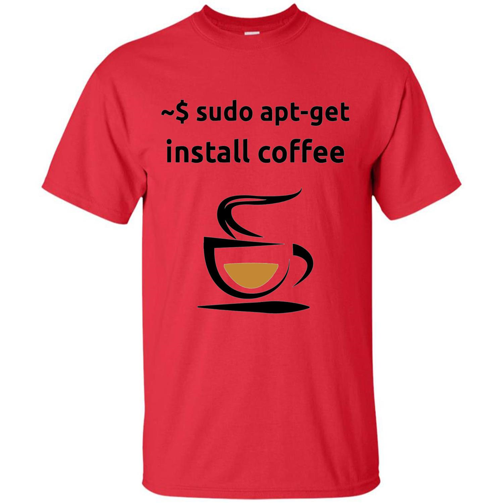 Sudo Apt-Get Install Coffee T-shirt Red