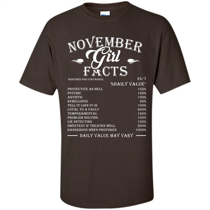 November Girl Facts T-shirt Dark Chocolate