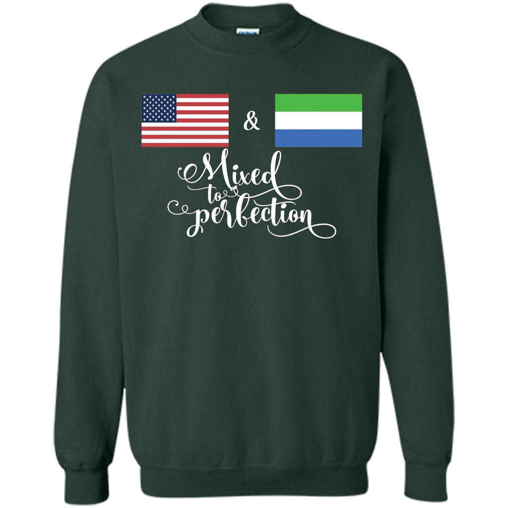 American + Sierra Leone Mixed To Perfection Flag T-Shirt Forest Green