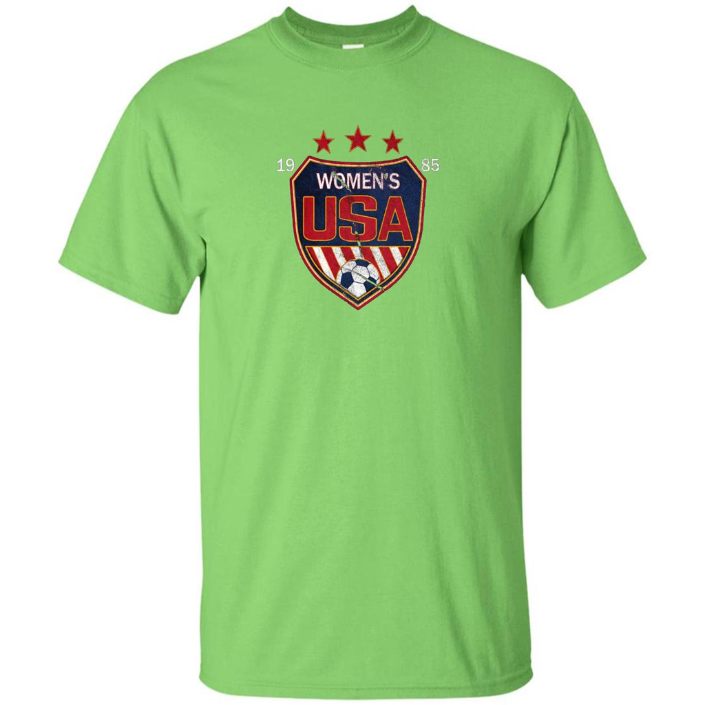 US National Woman's Soccer T-shirt USA Shield 1985 T-shirt Lime