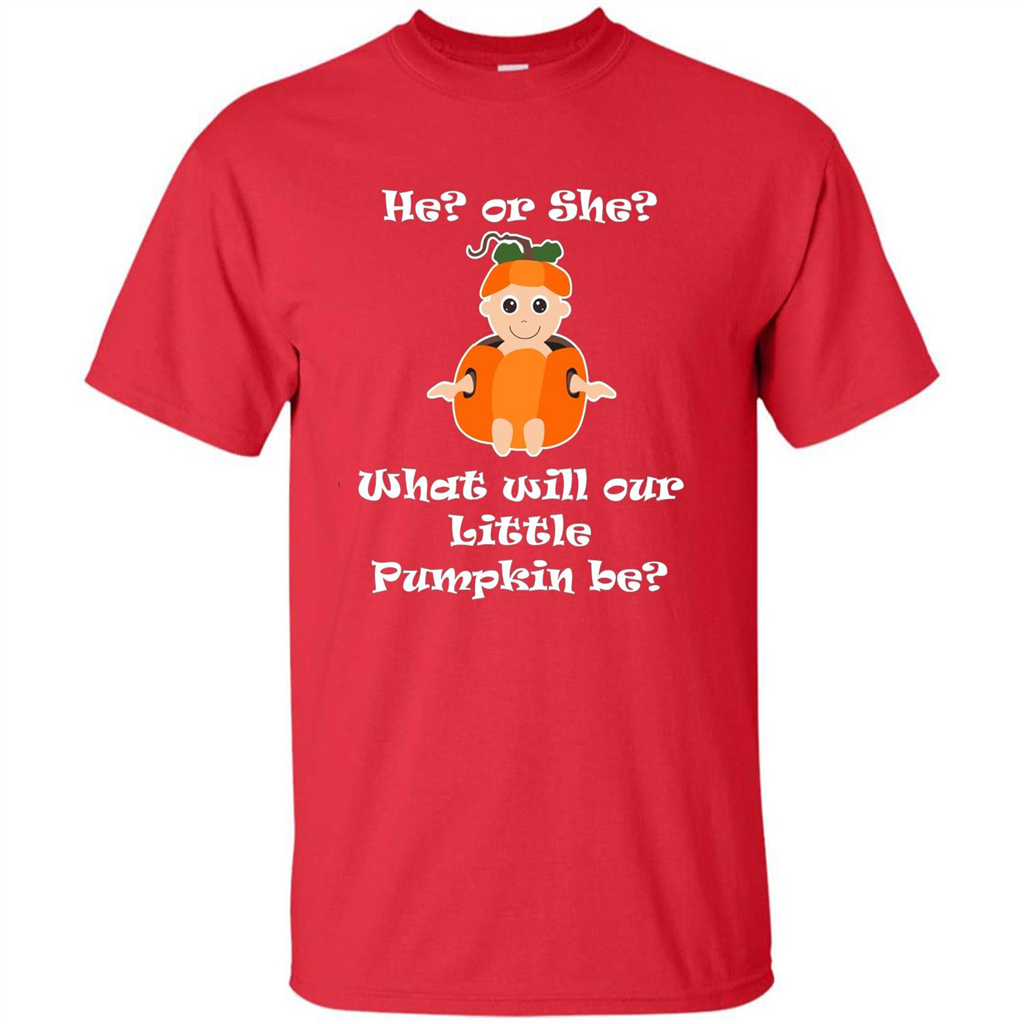 He Or She What Will Little Pumpkin Be Baby Shower T-shirt Red