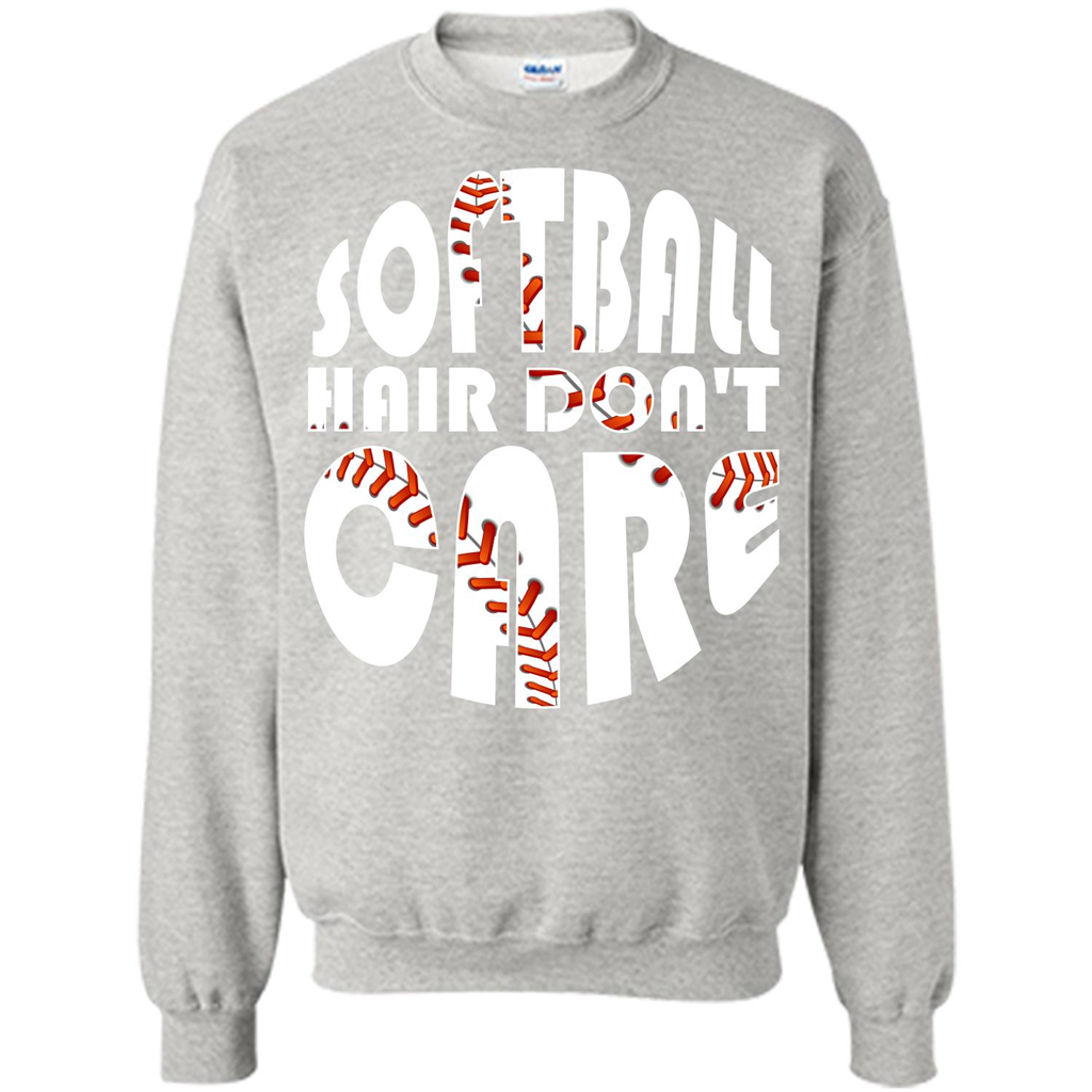 Softball Lover T-shirt Softball Hair Don't Care T-shirt Ash