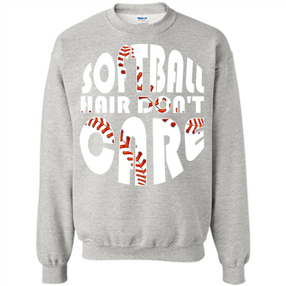 Softball Lover T-shirt Softball Hair Don't Care T-shirt Ash