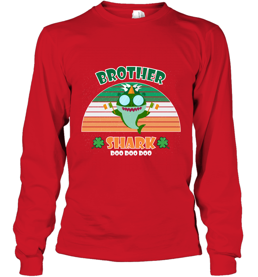 Irish Brother Shark Saint Patricks Day Family Shirt Long Sleeve T-Shirt Red