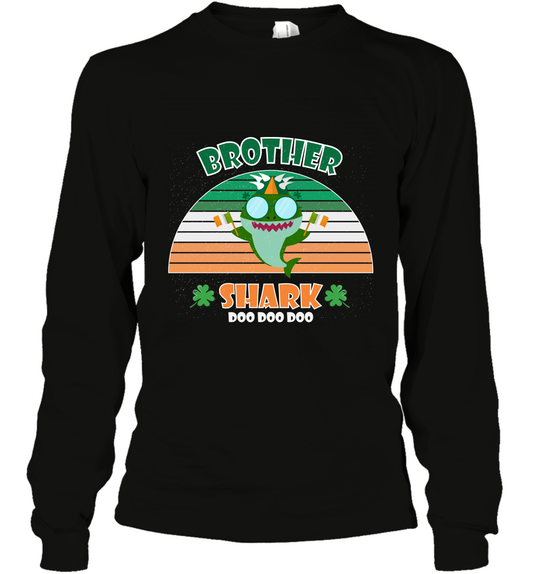 Irish Brother Shark Saint Patricks Day Family Shirt Long Sleeve T-Shirt Black