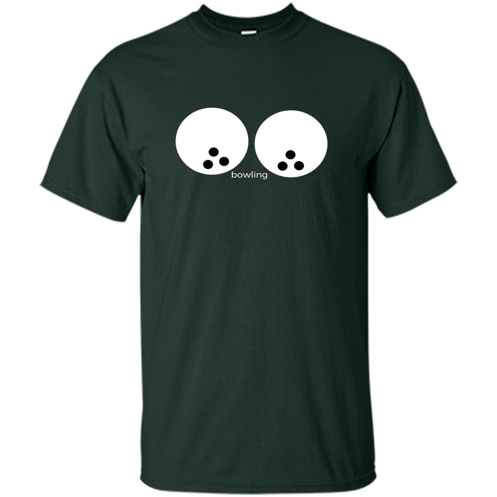 Women's Funny T-shirt Bowling Boobs Ball Forest Green