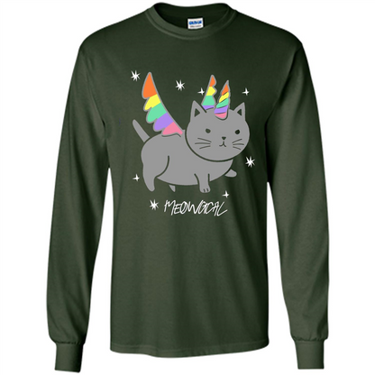 Funny Meowgical Cat Unicorn T-shirt For Cat Lover Forest Green