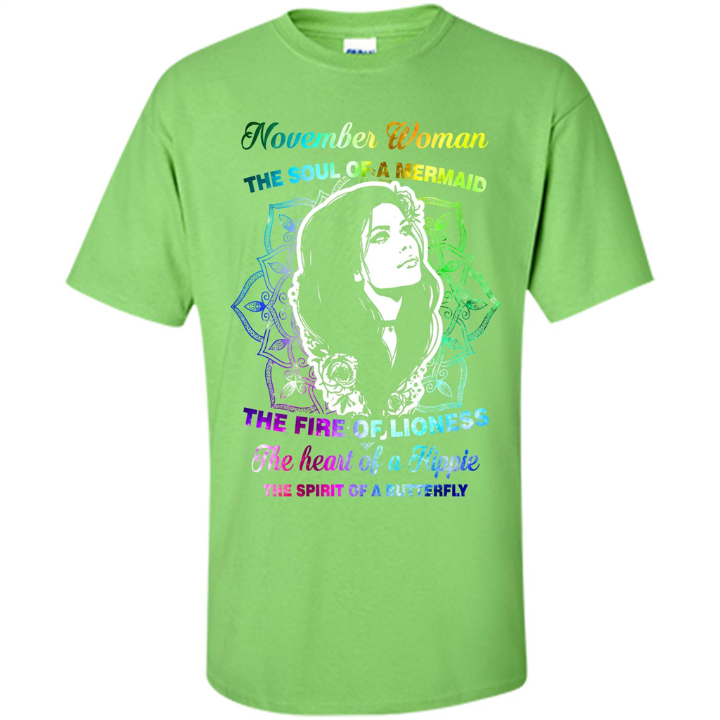 November Woman T-shirt The Heart Of A Hippie Lime